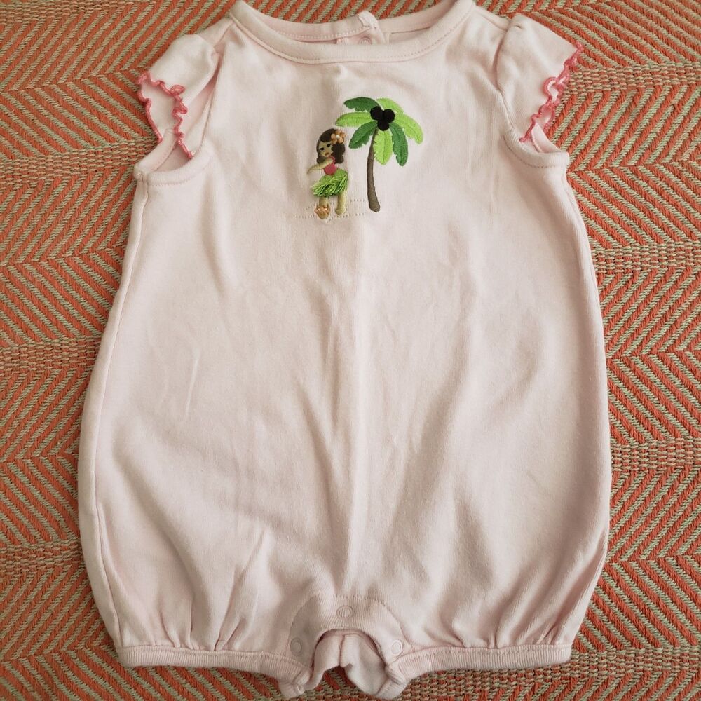 Vintage Gymboree Little Hula Girl Embroidered Romper Sz. 0-3 Months Summer/Vacay